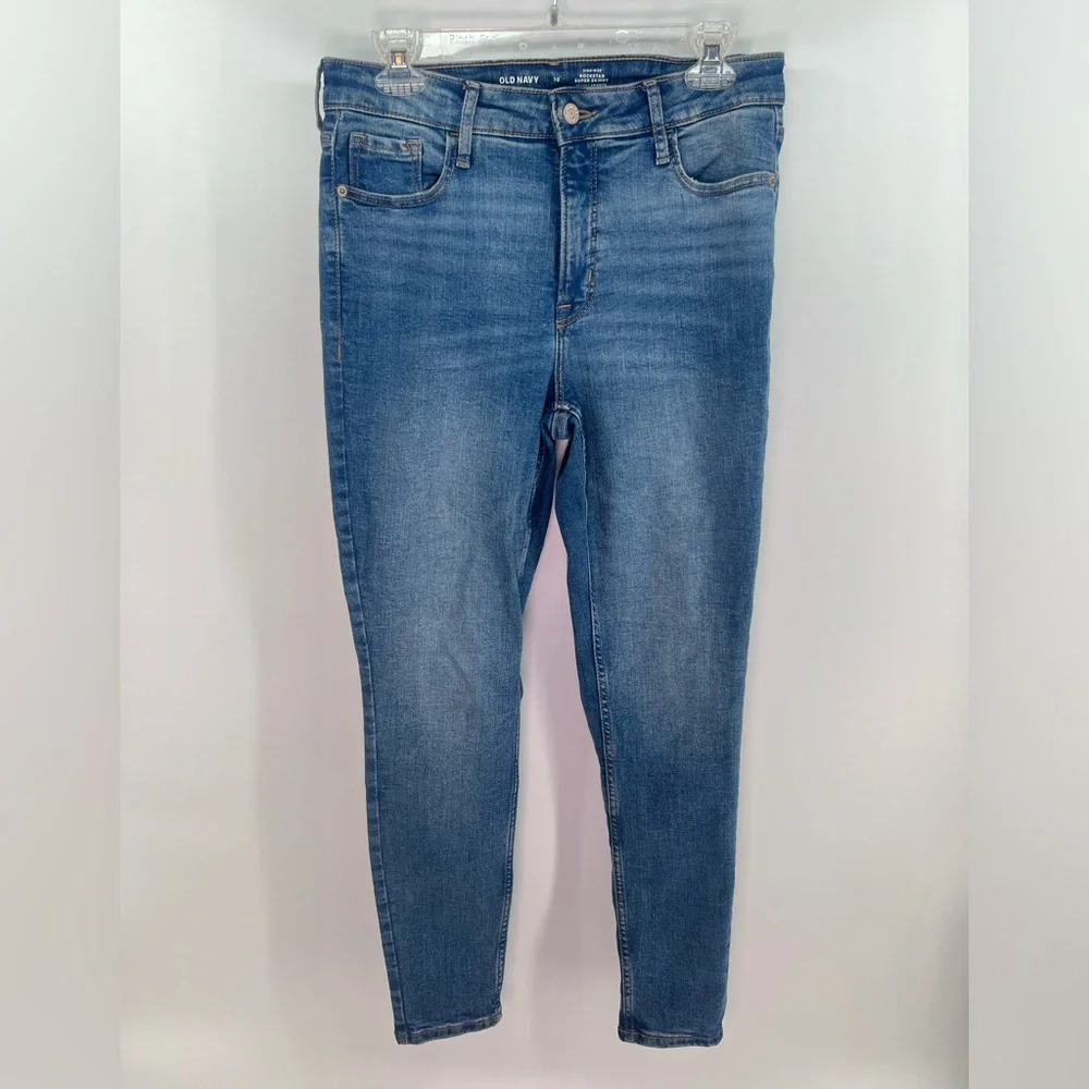 Old Navy Mid Wash High Waisted Rockstar Super Skinny Jeans Size 10 Ten - Picture 3 of 9